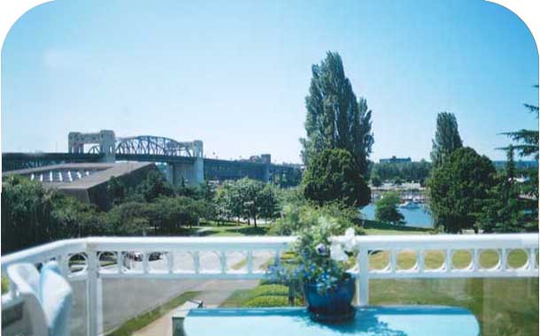 Scenic breakfast area on sunny terrace